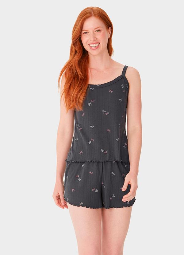 Malwee - Pijama Lacinhos Maquinetado Preto 1