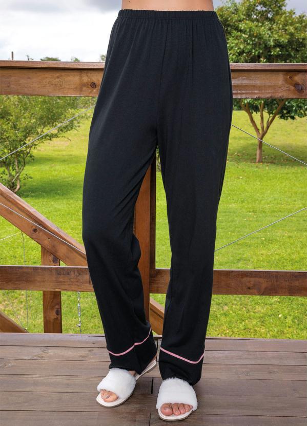 Alma Dolce - Pijama Longo com Botões Funcionais Preto 4