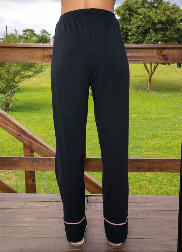 Alma Dolce - Pijama Longo com Botões Funcionais Preto 5