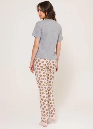 Espaço Pijama - Pijama Manga Curta com Calça Mescla e Rosa - ESPAÇO PIJAMA