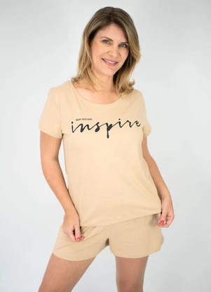 Piante Pijamas - Pijama Manga Curta Inês Bege Areia - PIANTE PIJAMAS