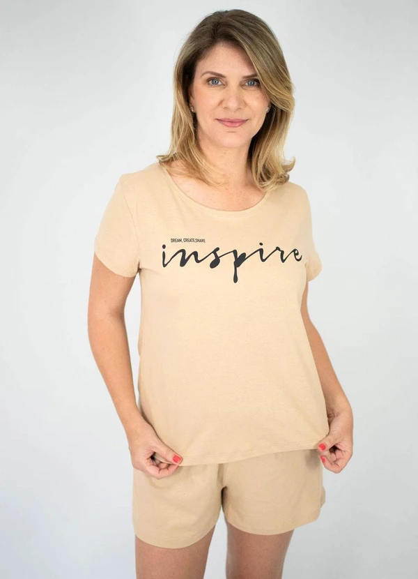 Piante Pijamas - Pijama Manga Curta Inês Bege Areia 3