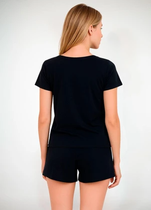 Piante Pijamas - Pijama Manga Curta Inês Preto - PIANTE PIJAMAS