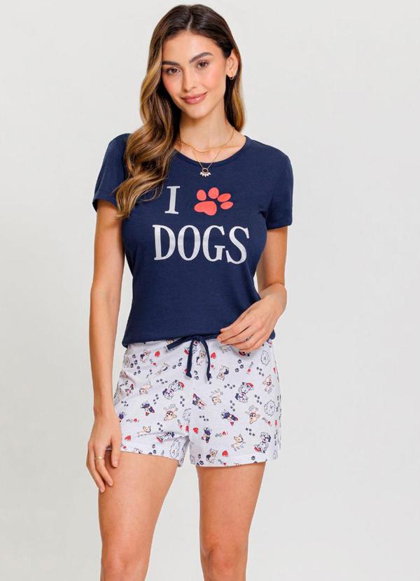 Rovitex - Pijama Manga Curta Mensageira da Paz Azul