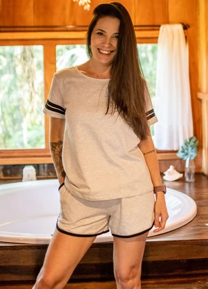 Piante Pijamas - Pijama Manga Curta Poliviscose Cinza - PIANTE PIJAMAS