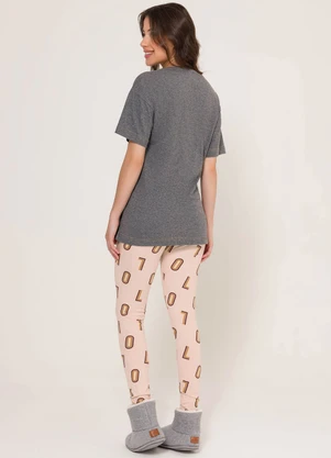 Espaço Pijama - Pijama Manga Longa de Ribana Cinza - ESPAÇO PIJAMA