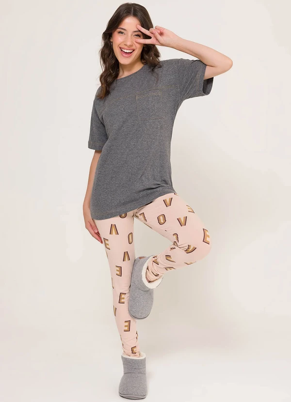 Espaço Pijama - Pijama Manga Longa de Ribana Cinza