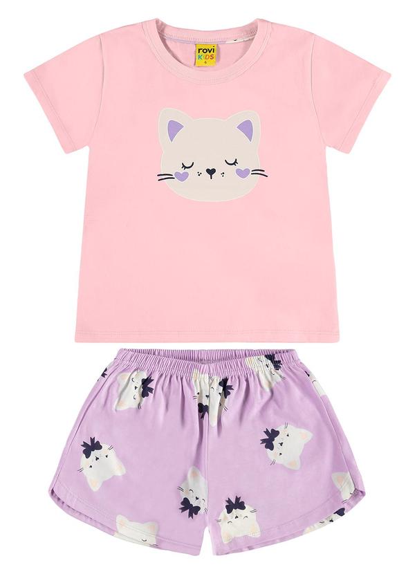 Rovi Kids - Pijama Meia Malha Rosa