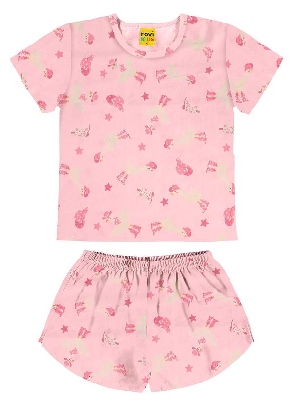 Rovi Kids - Pijama Meia Malha Rosa