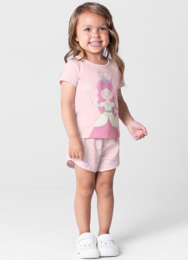 Brandili - Pijama Menina com Estampa Brilha no Escuro Rosa 1