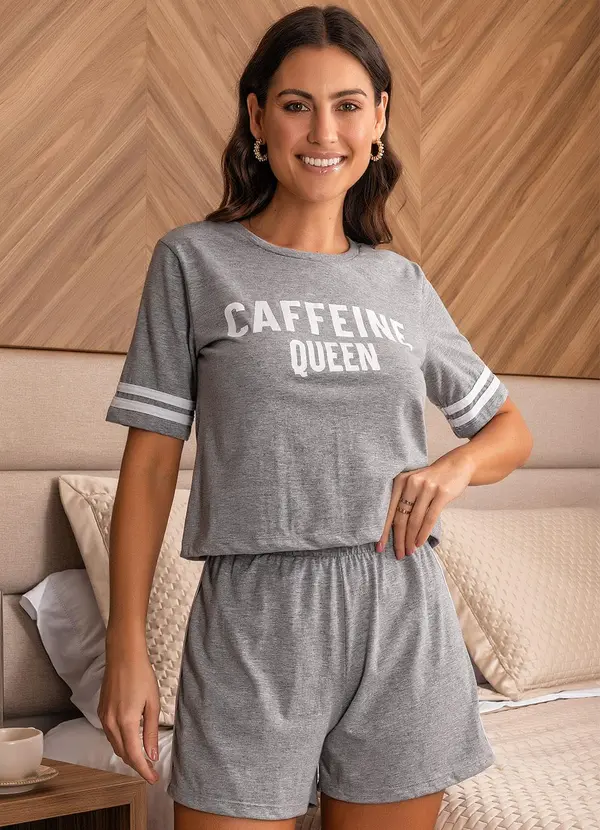 Alma Dolce - Pijama Mescla Claro em Malha