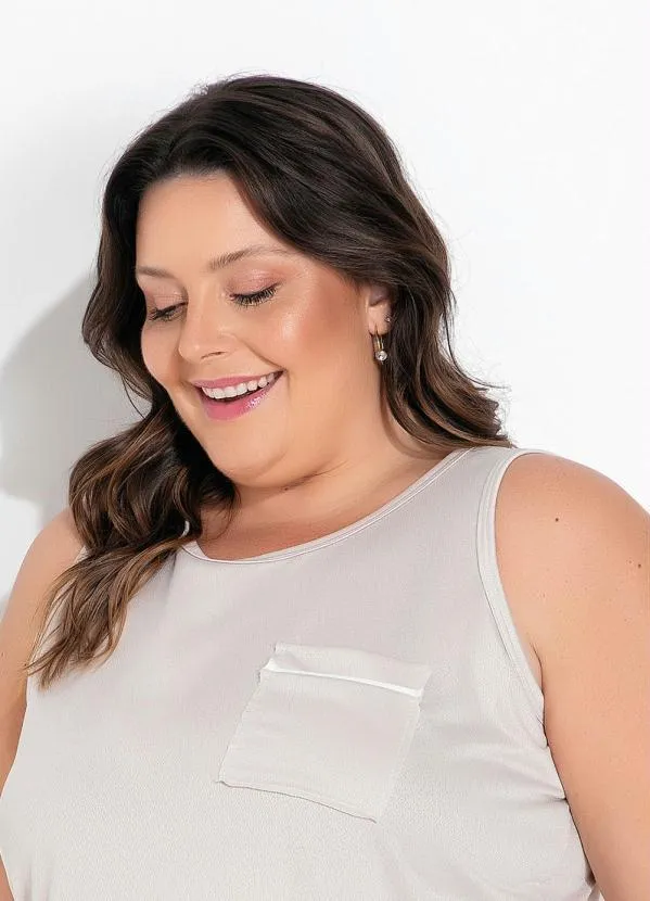 Marguerite - Pijama Plus Size Bege com Bolso 3