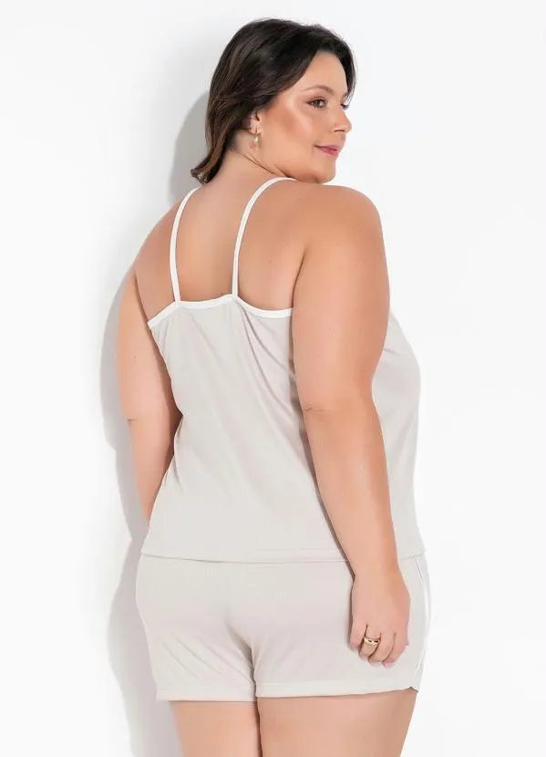 Marguerite - Pijama Plus Size Bege Curto 2