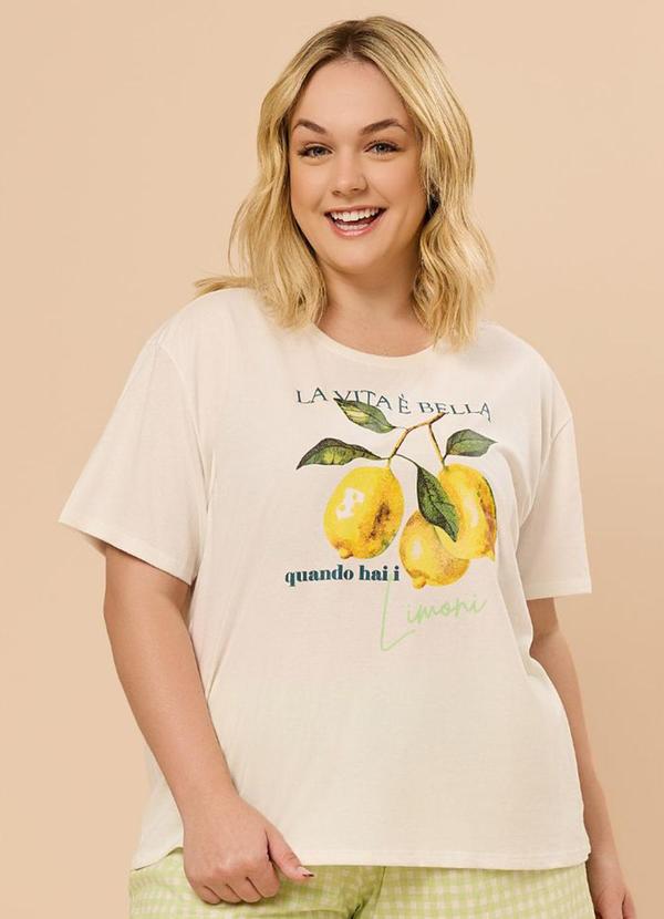 Rovitex - Pijama Plus Size Manga Curta Evanilda Bege 2