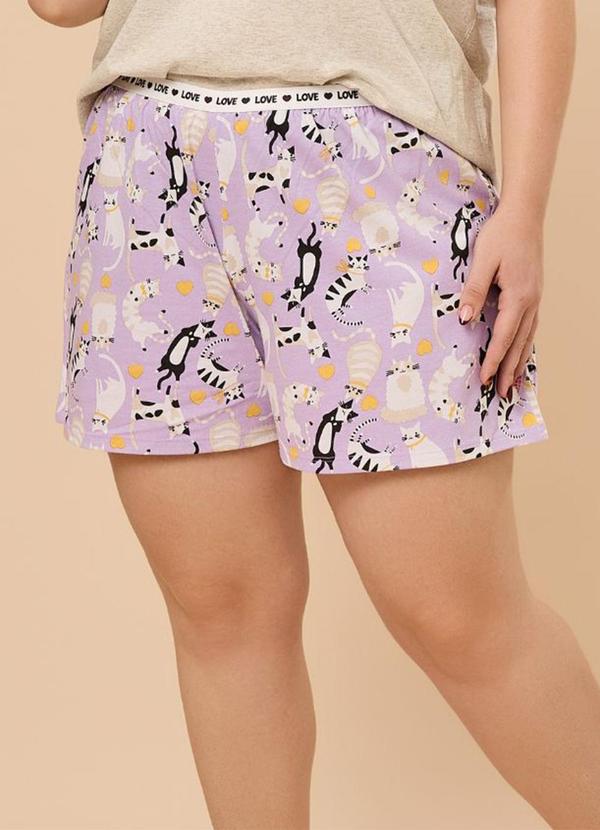 Rovitex - Pijama Plus Size Manga Curta Evanilda Cinza 3