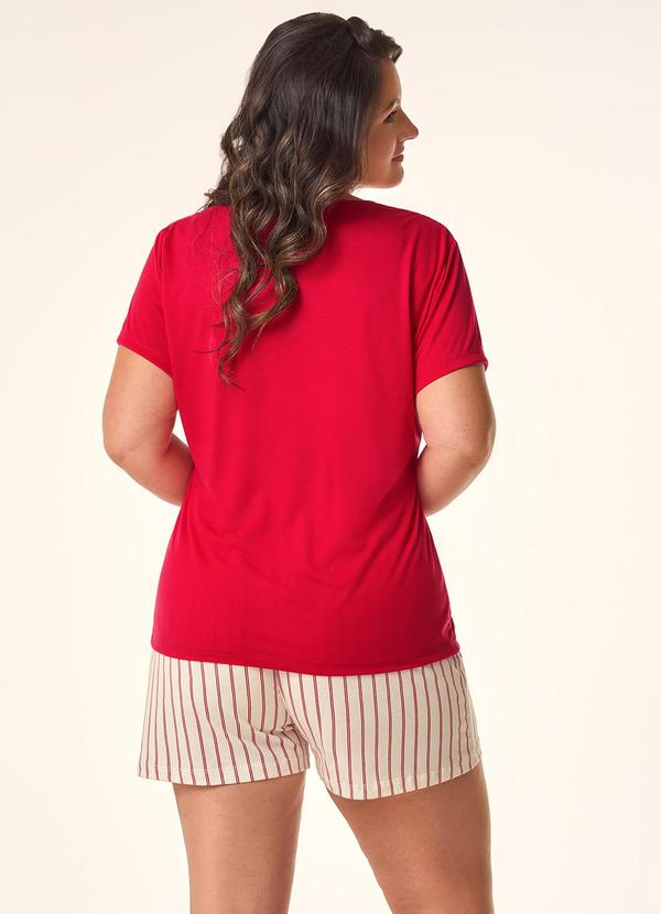 Merengue - Pijama Plus Size Manga Curta Vermelho 2