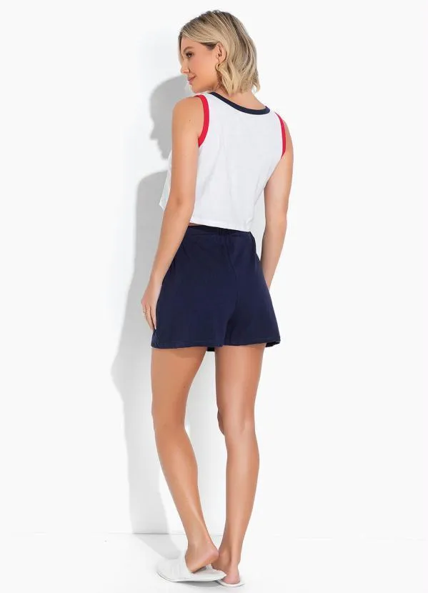 Alma Dolce - Pijama Regata Azul Marinho e Branco 4