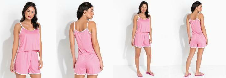 Pijama Rosa Curto de Alas