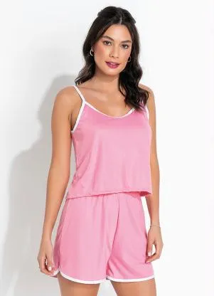 Alma Dolce - Pijama Rosa Curto de Alças - ALMA DOLCE