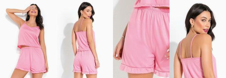 Pijama Rosa de Ala com Babadinho