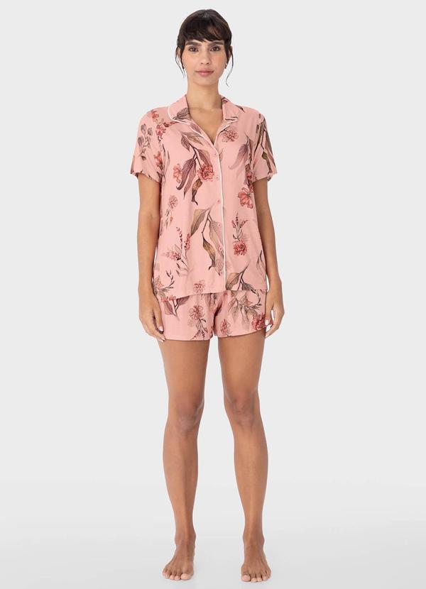 Malwee - Pijama Rosê Feminino Floral em Malha