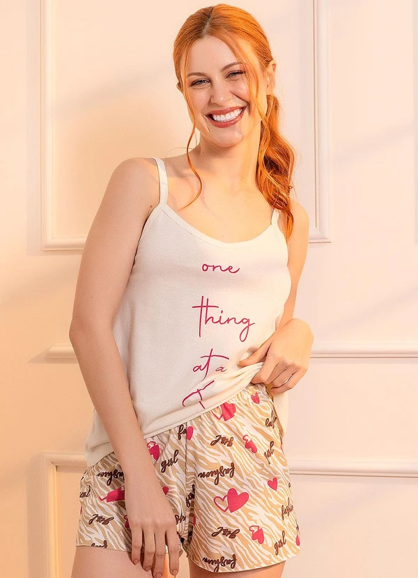 Alma Dolce - Pijama Tigre Romântico em Malha de Algodão