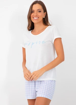 Alma Dolce - Pijama Vichy Azul Claro em Poliviscose - ALMA DOLCE