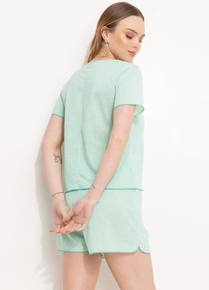 Alma Dolce - Pijama Xadrez Verde em Malha - ALMA DOLCE