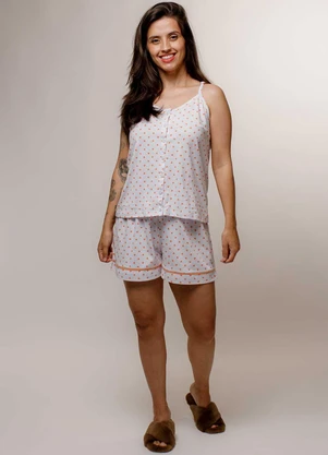 Piante Pijamas - Short Doll Blusa Coração  Branco - PIANTE PIJAMAS