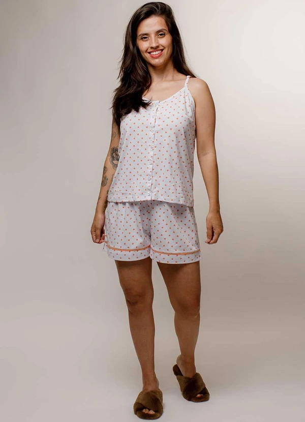 Piante Pijamas - Short Doll Blusa Coração  Branco