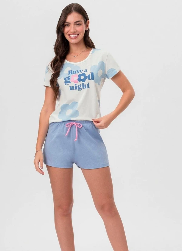 Select - Short Doll Feminino Estampado Bege 3