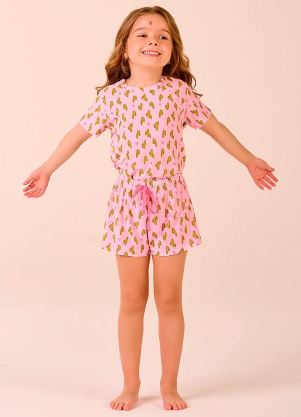 Merengue - Short Doll Infantil Manga Curta Rosa