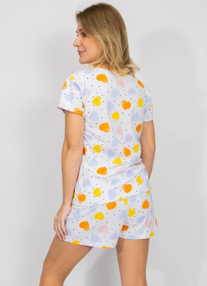 Piante Pijamas - Short Doll Inspire Corações Coloridos Branco - PIANTE PIJAMAS