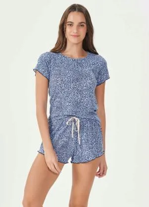 Espaço Pijama - Short Doll Manga Curta Azul - ESPAÇO PIJAMA