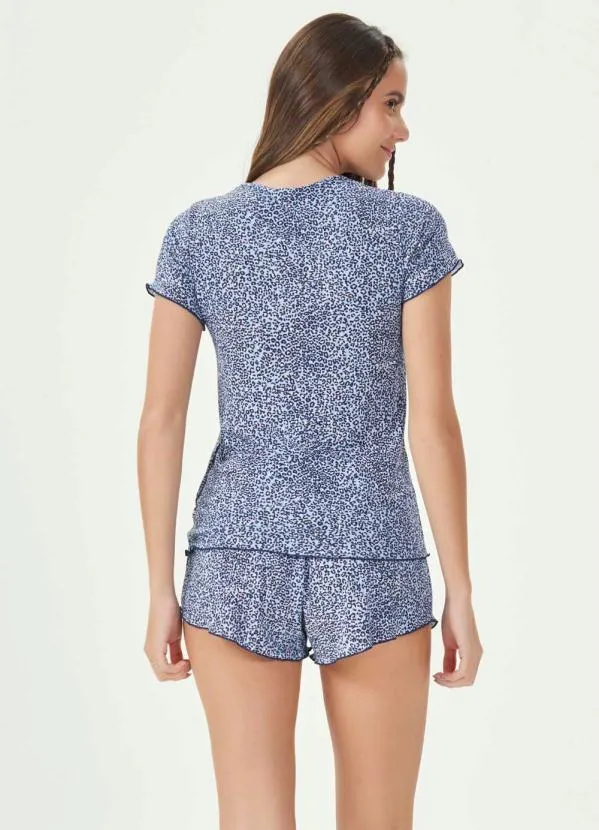 Espaço Pijama - Short Doll Manga Curta Azul 2
