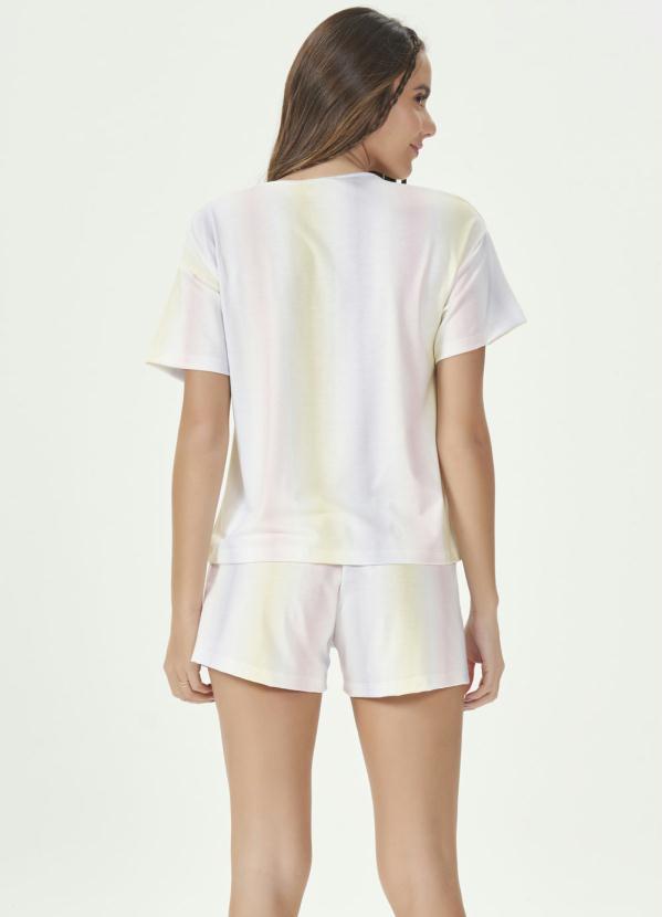 Espaço Pijama - Short Doll Manga Curta Listras Manchadas 2