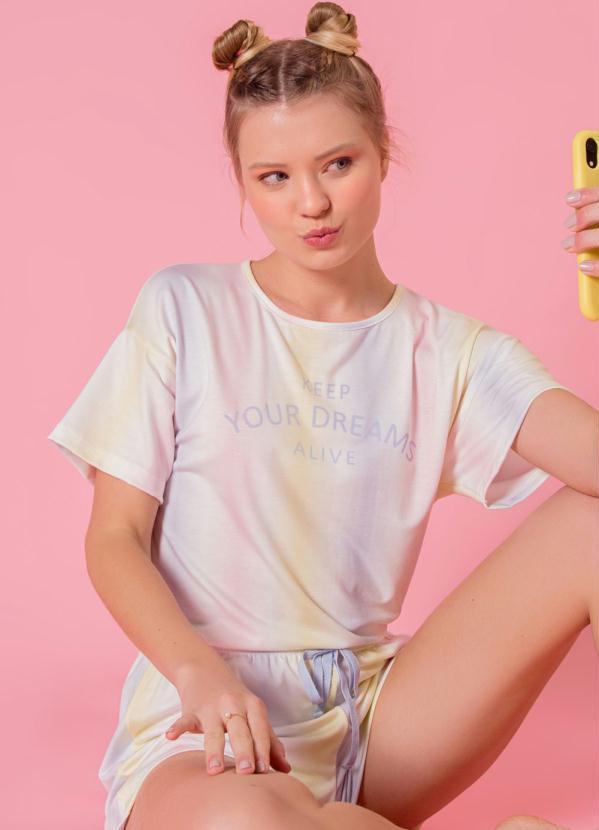 Espaço Pijama - Short Doll Manga Curta Listras Manchadas 5