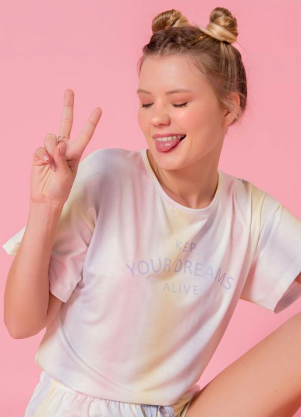 Espaço Pijama - Short Doll Manga Curta Listras Manchadas 7