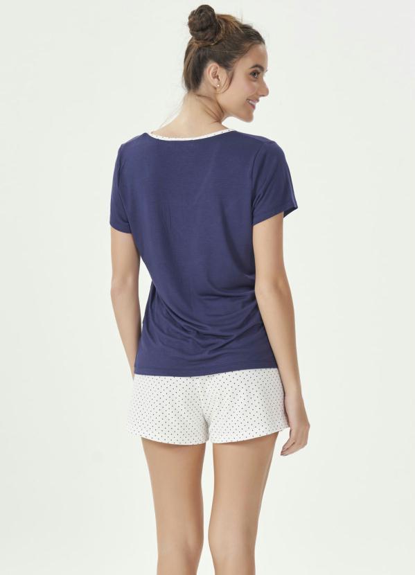 Espaço Pijama - Short Doll Manga Curta Marinho e Poa 2