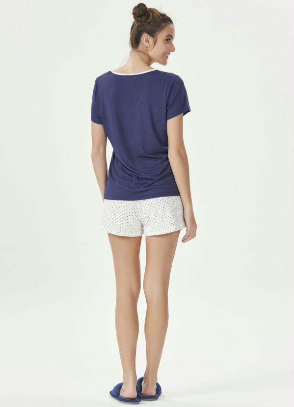 Espaço Pijama - Short Doll Manga Curta Marinho e Poa 4