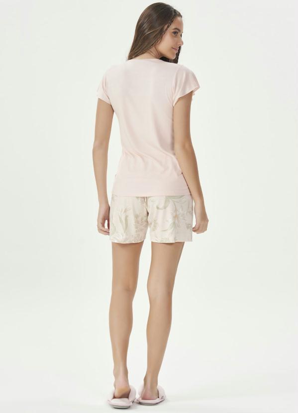 Espaço Pijama - Short Doll Manga Curta Rosa Floral 4