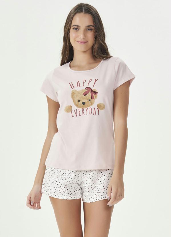 Espaço Pijama - Short Doll Manga Curta Rosa