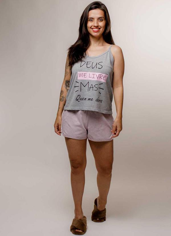 Piante Pijamas - Short Doll Quem Me Dera Listrado Cinza