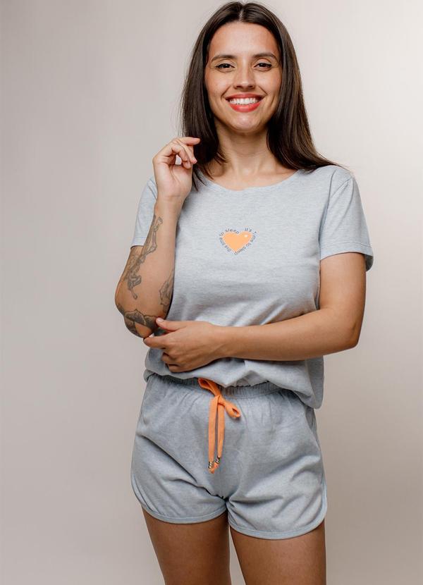 Piante Pijamas - Short Doll To Sleep Manga Curta Cinza