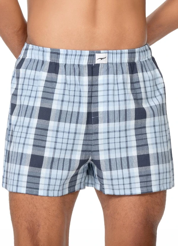 Zee Rucci - Cueca Samba Canção Xadrez em Algodão Azul