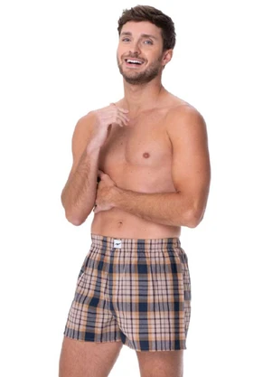 Zee Rucci - Cueca Samba Canção Xadrez em Algodão Marrom - ZEE RUCCI