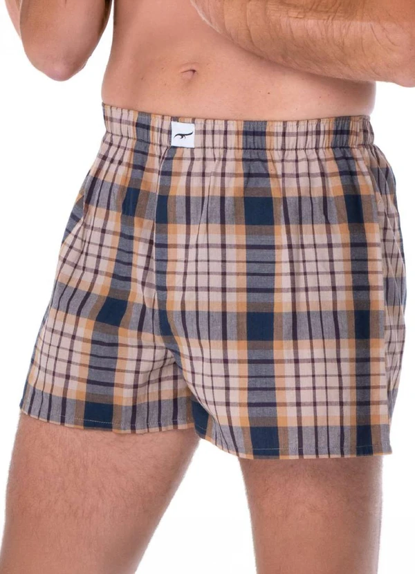 Zee Rucci - Cueca Samba Canção Xadrez em Algodão Marrom