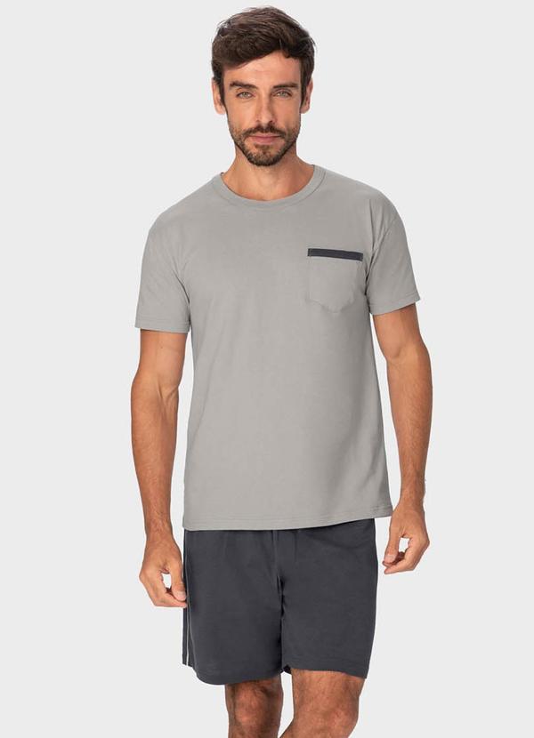Malwee - Pijama Cinza Grafite Masculino Curto com Bolso