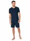 Malwee - Pijama Curto com Bordado Azul Marinho - variação: Azul Marinho
