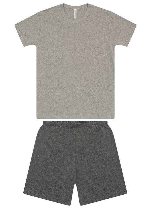 Malwee - Pijama Curto com Bordado Cinza